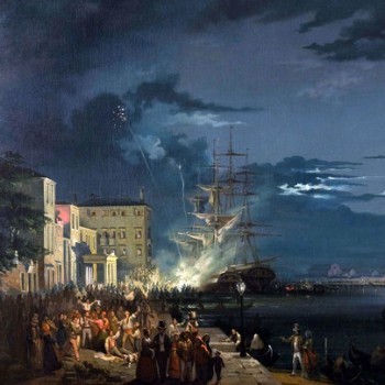 Carlo Grubacs Notturno con la festa del Redentore (particolare)