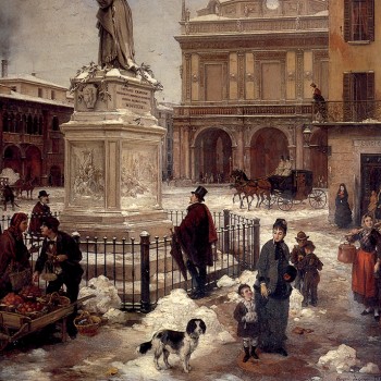 Fig 6- Veduta di Piazza della Loggia con neve, Angelo Inganni
