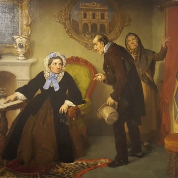 Fig 9- Marietta Caroli Rossa mostra il suo testamento a due poveri, Angelo Inganni